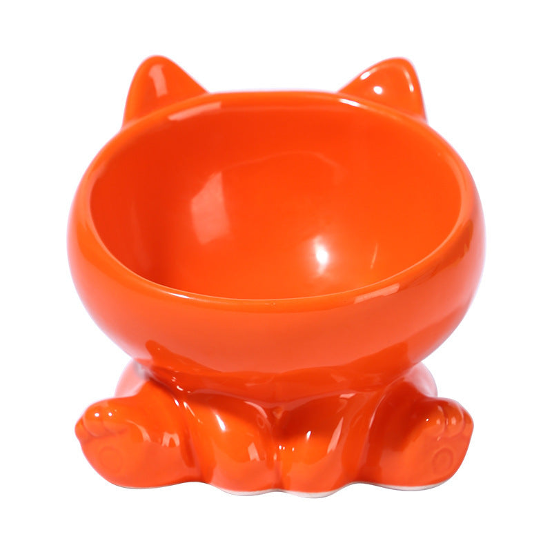 Pet Dogs And Cats Bevel Ceramic Neck Bowl