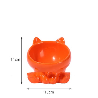 Pet Dogs And Cats Bevel Ceramic Neck Bowl